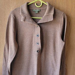 Henley Button Sweater Eddie Bauer Size M